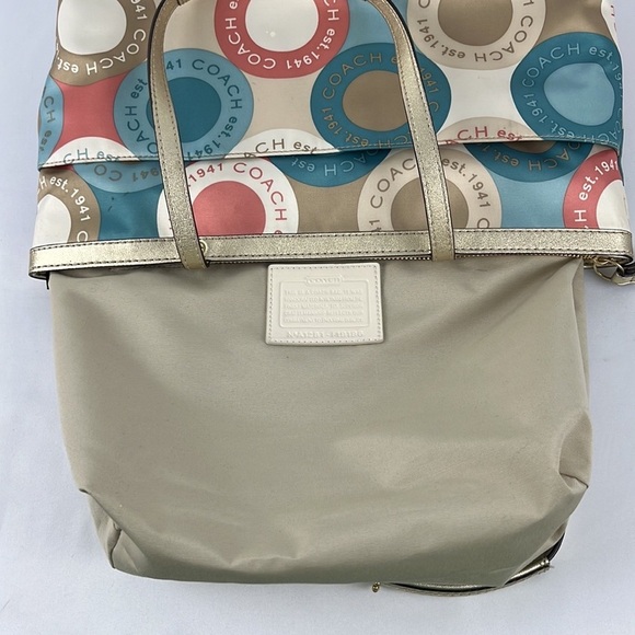 Coach Soho Sateen Multi-Color Circles Snaphead Tote w/Gold Trim No A1281-F19196 - Picture 9 of 16